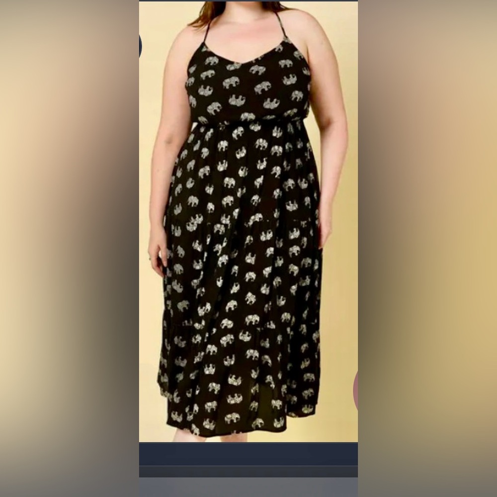 Elephant Print Midi Dress